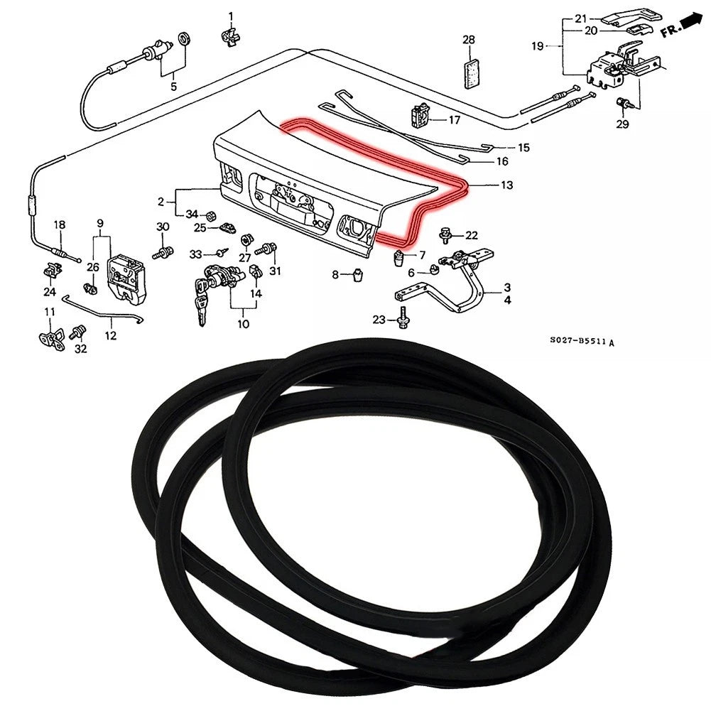 Replacement Rubber Seal for Honda Civic Sedan (1996–2000)