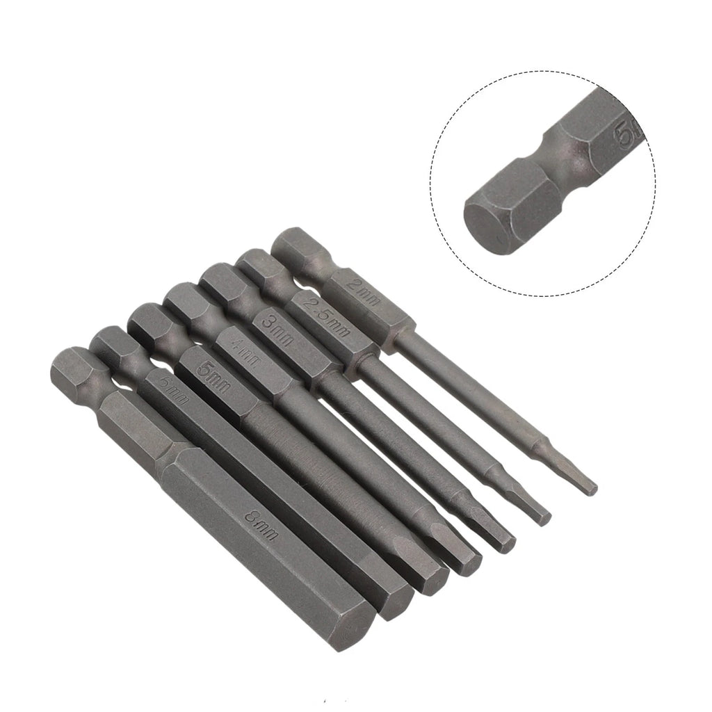 7pcs Hexagon Socket Screwdriver Bit Set for Electric Tools (65mm)