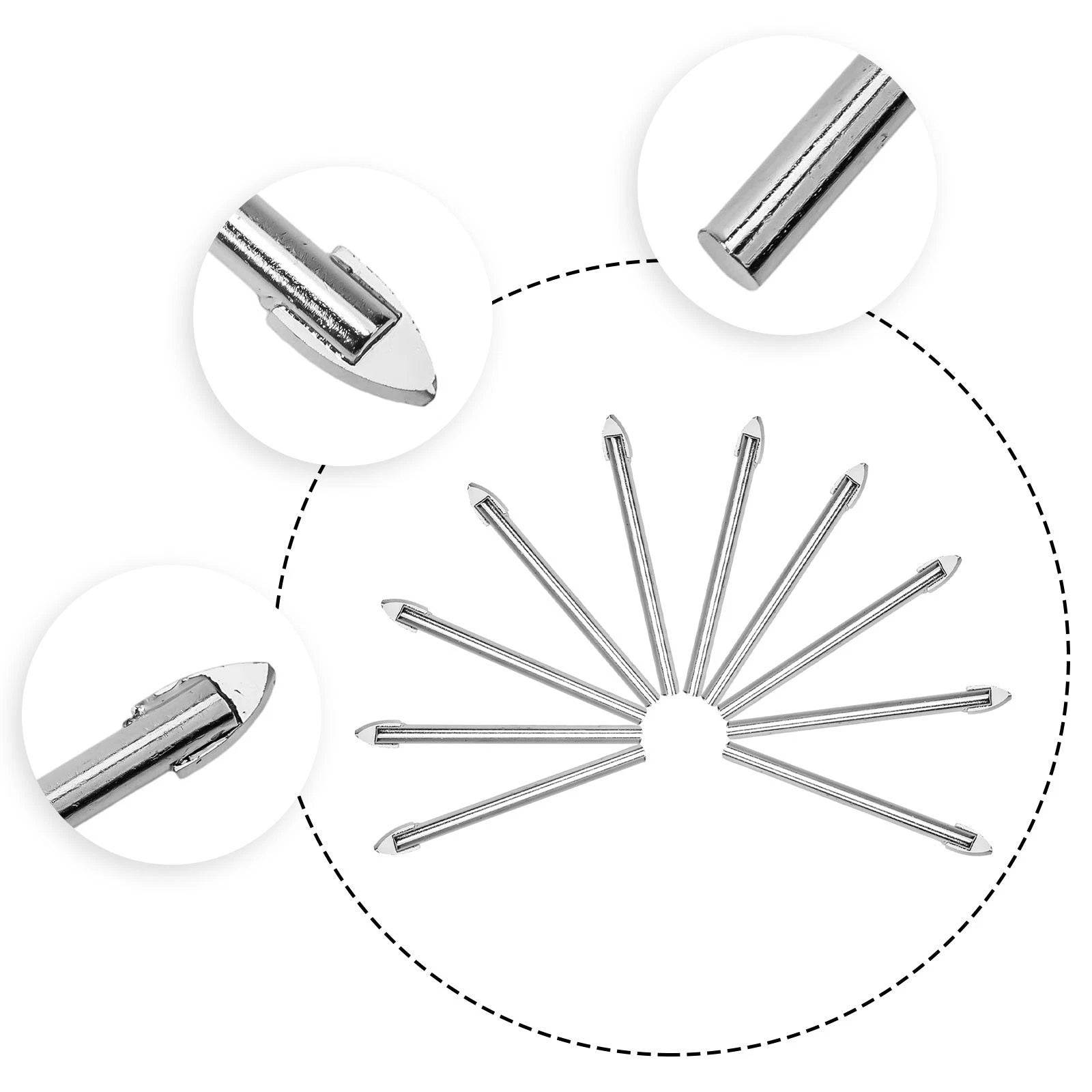 10pcs 6mm Tip Drill Bits for Glass and Ceramic Tiles