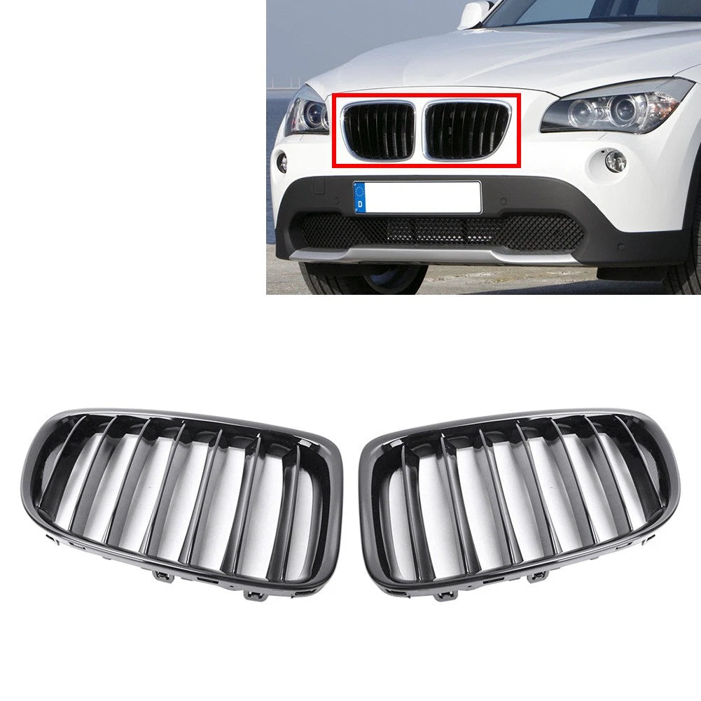 Black Front Bumper Kidney Grille Glossy Black For BMW X1 E84 2009-2015
