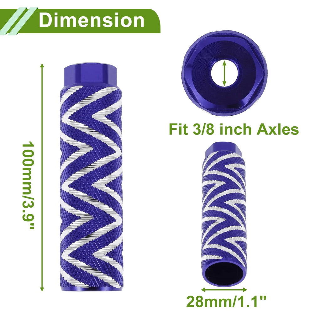 4 Pcs Bike Pegs 100mm Wave Texture Replacement for Universal Fit (Any Year)