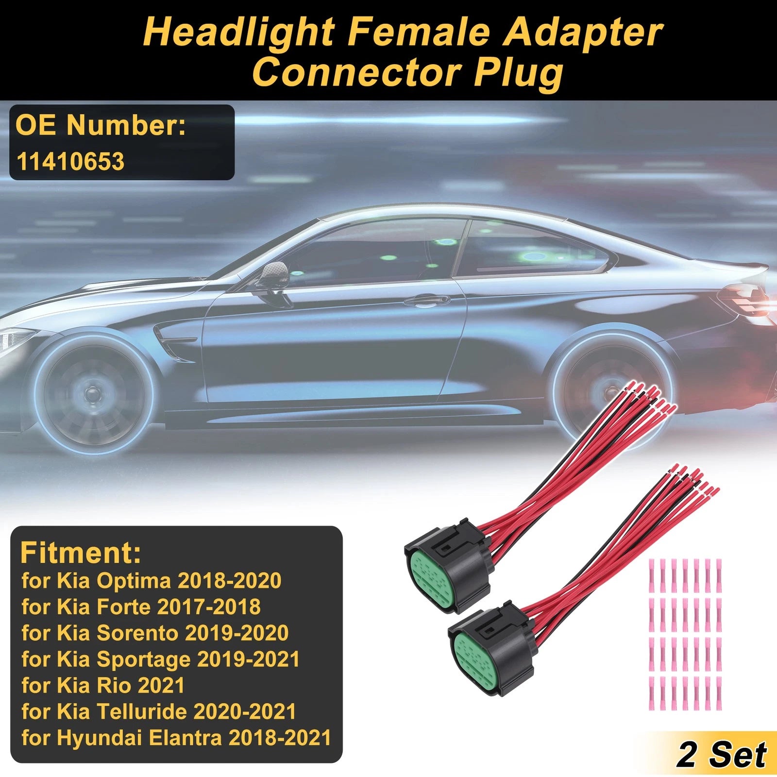 2X 14 Pin Headlight Connector Plug for Kia Optima (2018–2020) No. 11410653