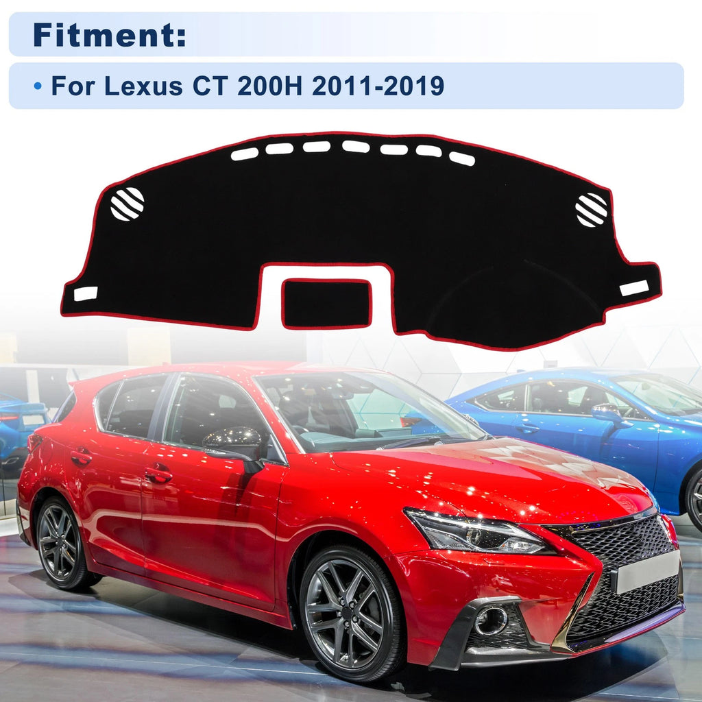 Dash Cover for Lexus CT 200H (2011–2019) Polyester Black Red Edge
