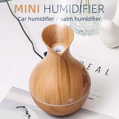 130ml Humidifier for Mini Desktop (USB, Quiet Operation, Wood Texture)