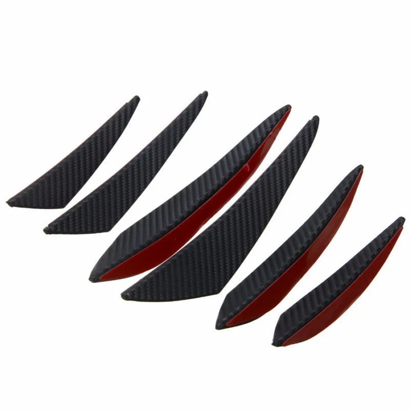 6pc Front Bumper Fin Splitter Spoiler Wing Lip for Universal Fit (2010–2023)