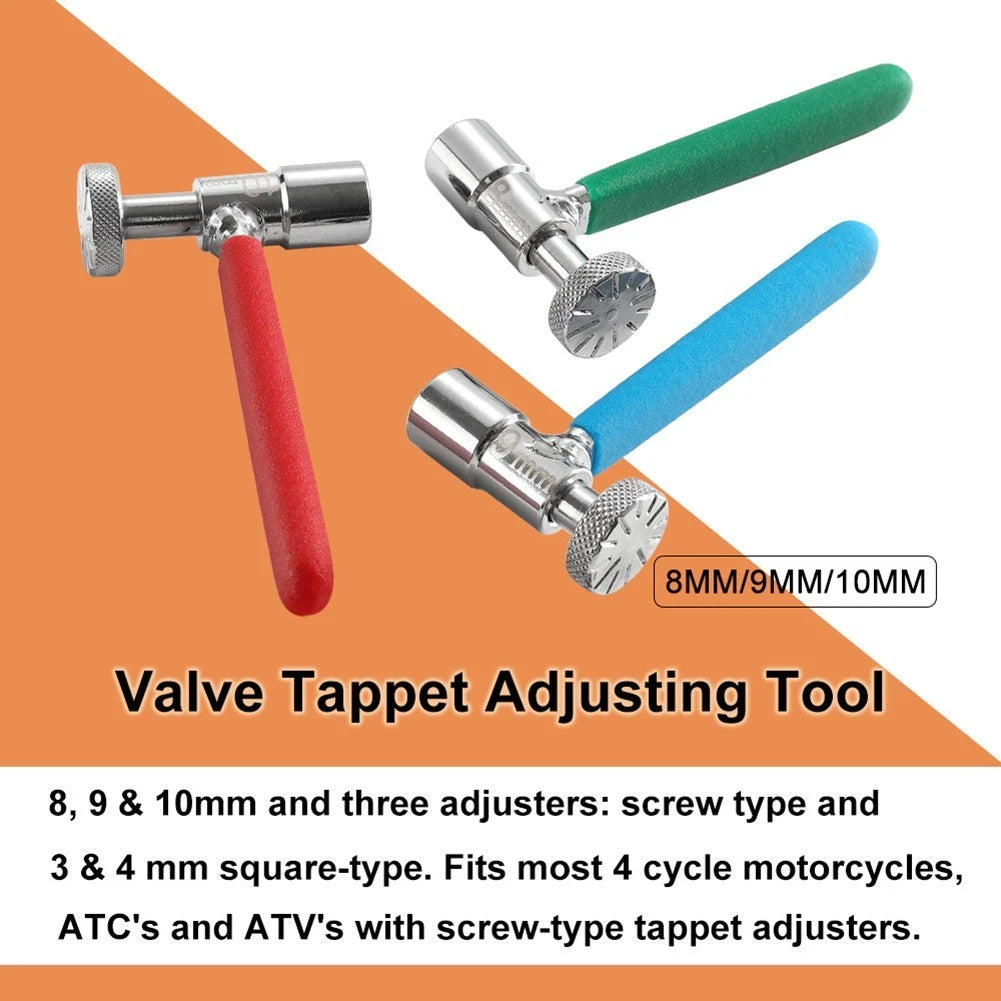 Set of 3 Valve Adjustment Sockets (8mm, 9mm, 10mm) with Square Slotted Ends