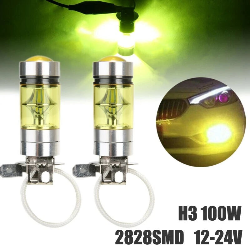 2X H3 100W 2828 LED Fog Light Bulb for