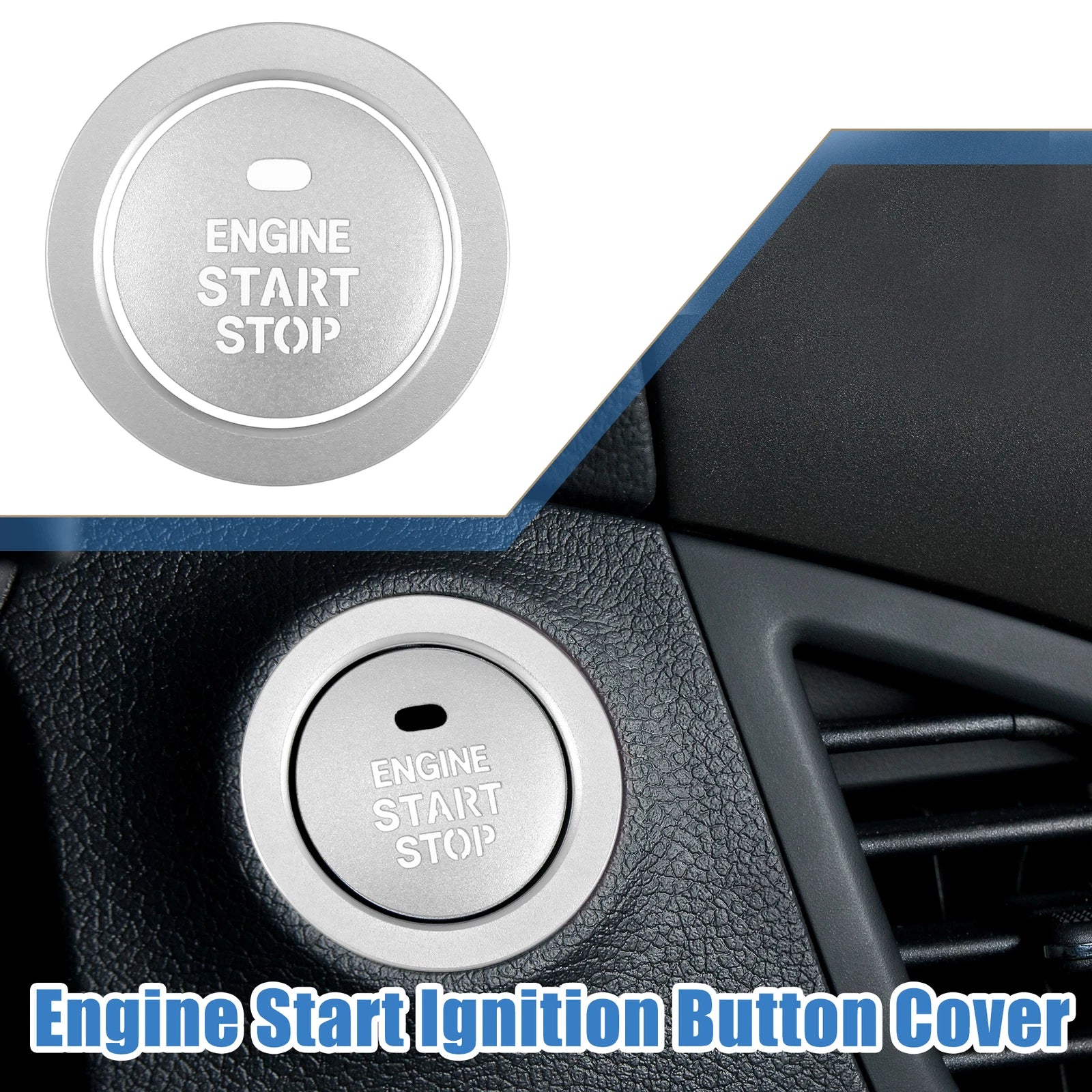 Engine Ignition Button Decal for Hyundai Sonata (2011–2014) Aluminum Silver Tone
