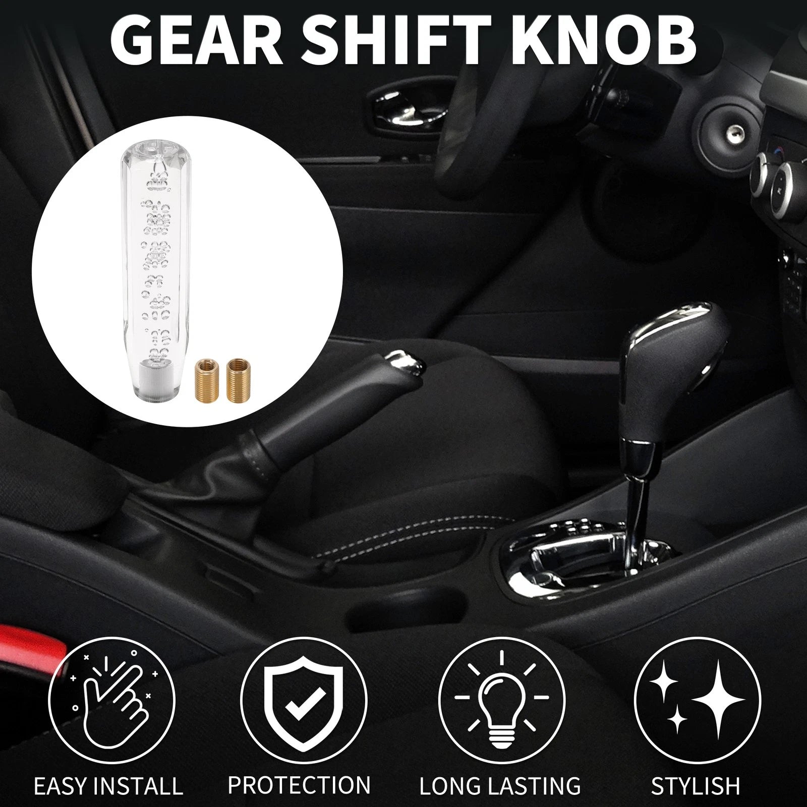 Shift Knob Set of 1 for Universal Vehicles (20cm Octagonal Crystal)