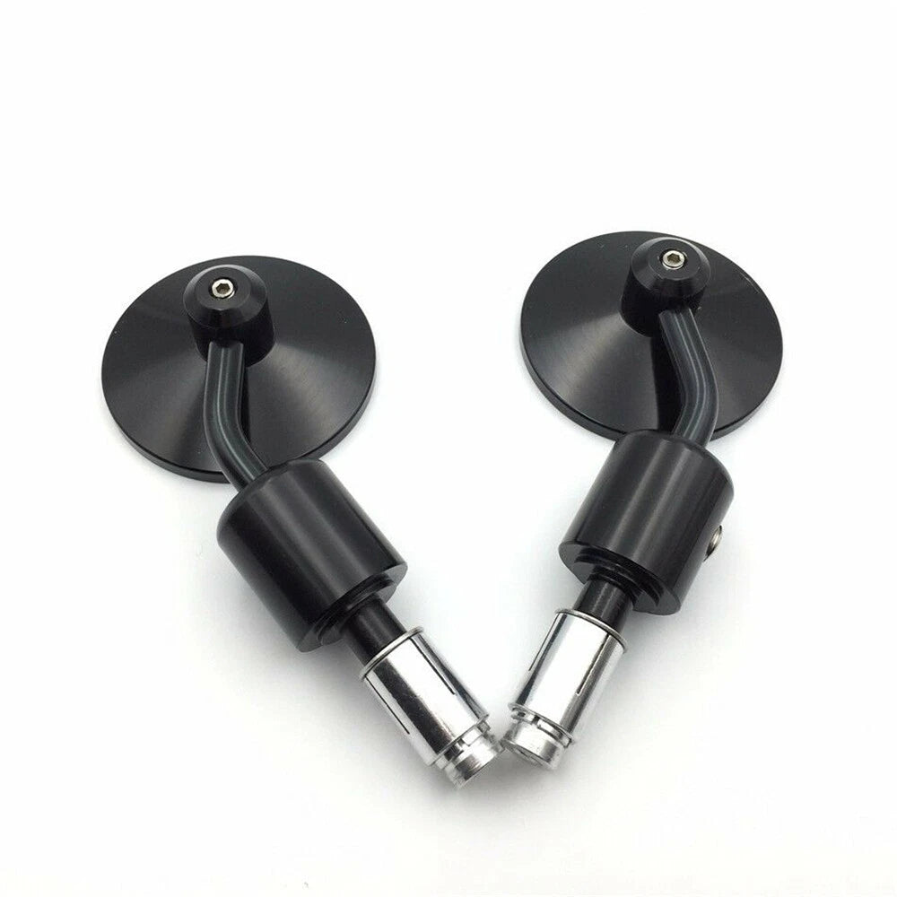 CNC Black Round Bar End Mirrors for 1" 25mm Handlebars