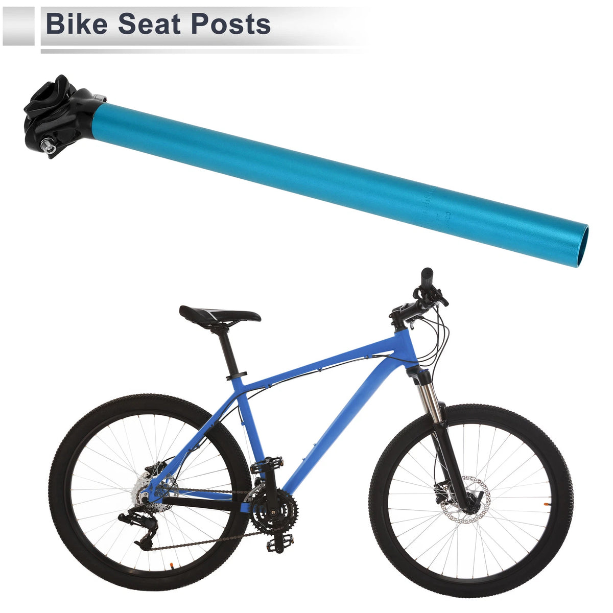 Adjustable Bike Seat Post 28.6x400mm Blue Aluminum Alloy