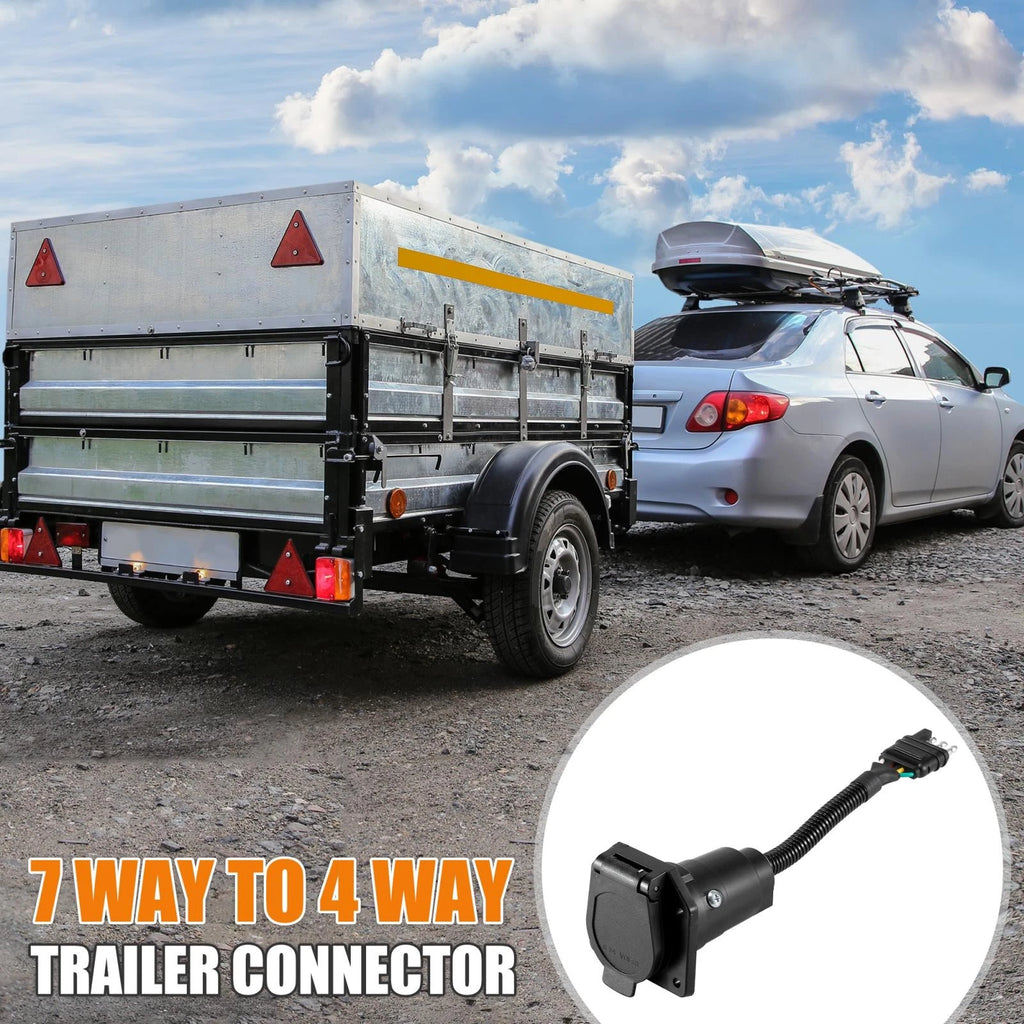 4 Pin to 7 Way RV Trailer Plug Adapter for Camper Trucks and Trailers