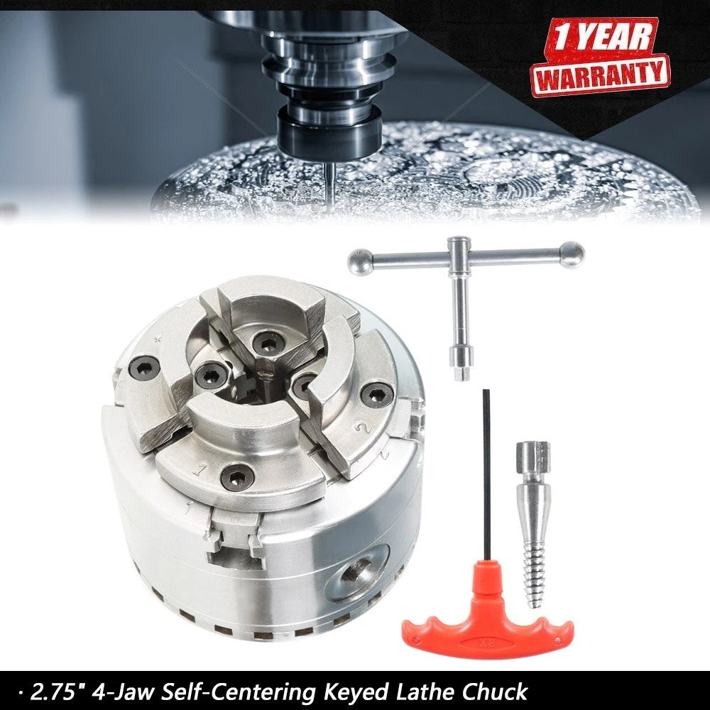 2.75" 4-Jaw Self-Centering Keyed Lathe Chuck for 1" x 8TPI