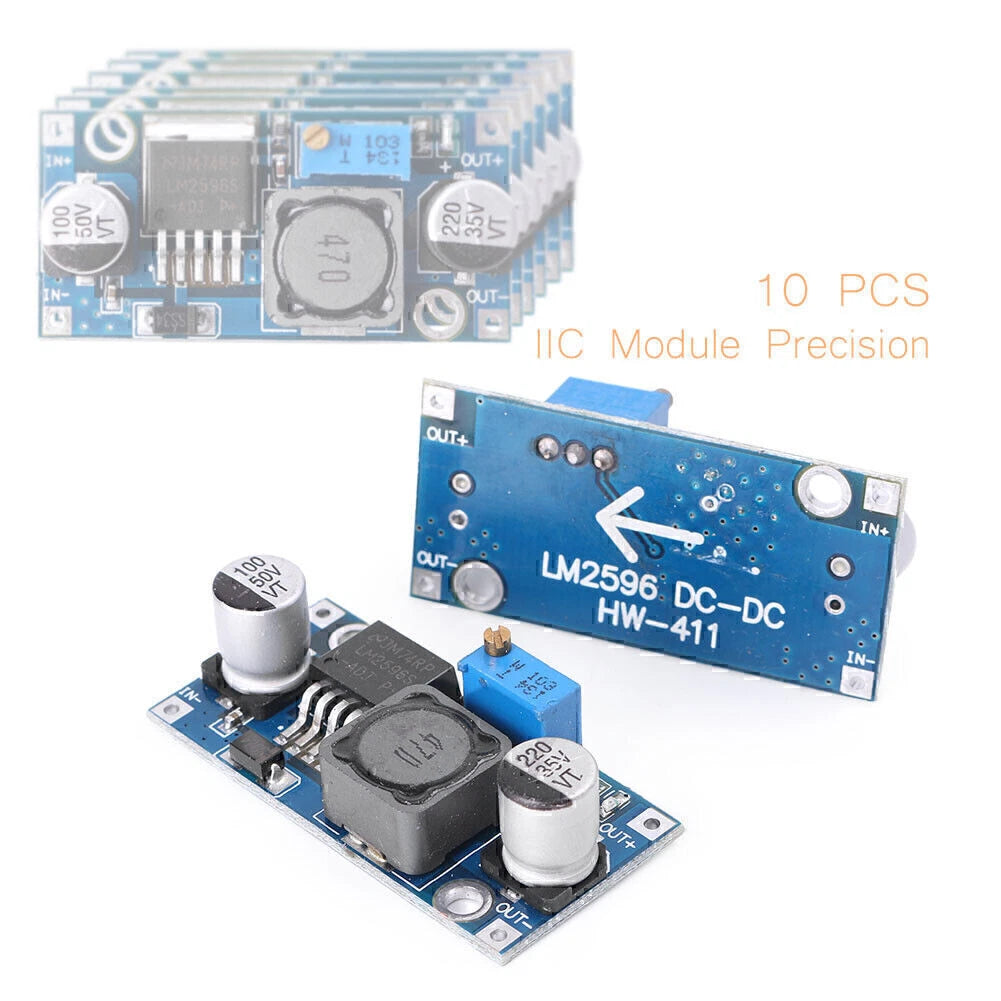 10 PCS LM2596 Buck Adjustable DC-DC Power Supply Converter Module