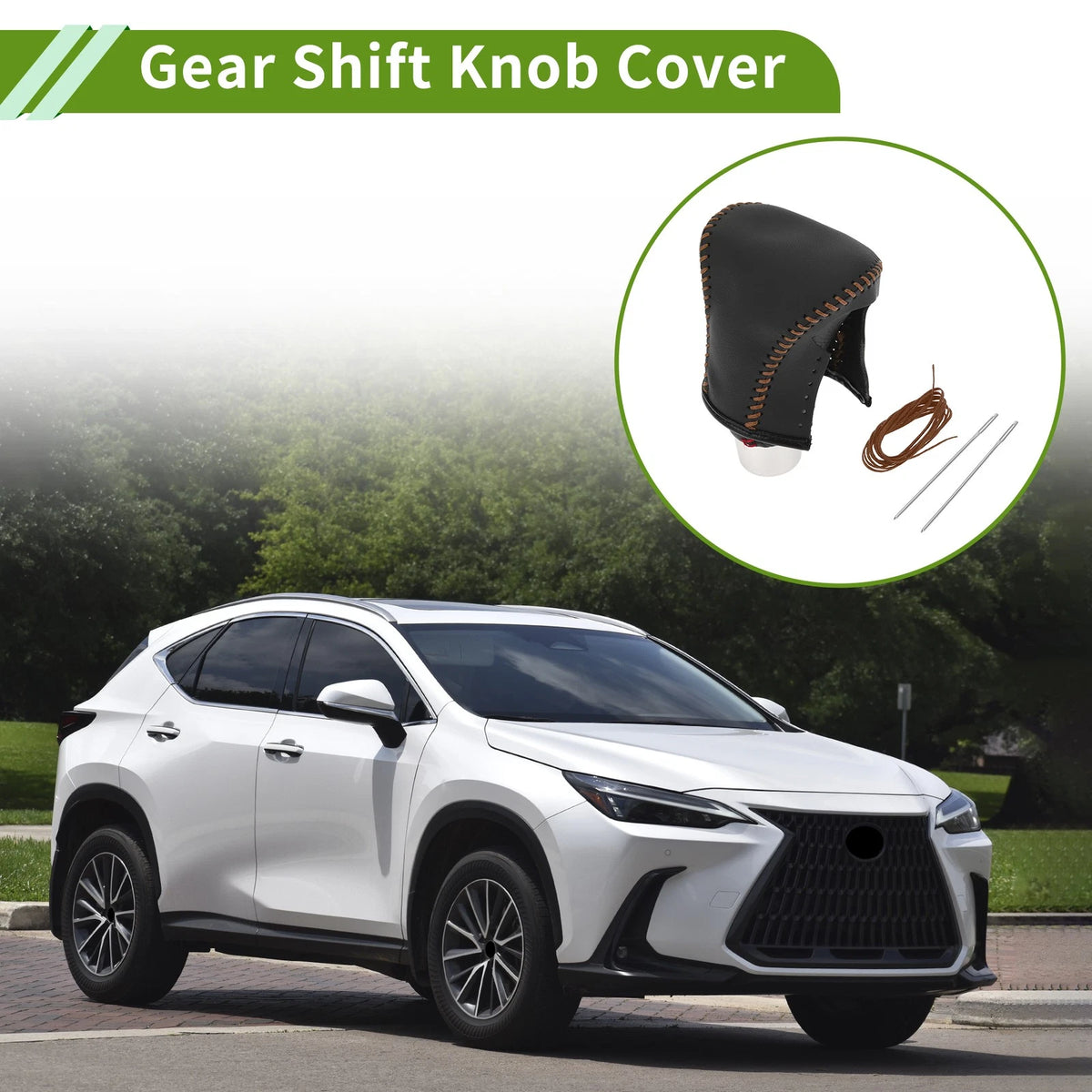 Gear Shift Knob Cover Faux Leather for Lexus ES300h 2018–2023 Black Brown