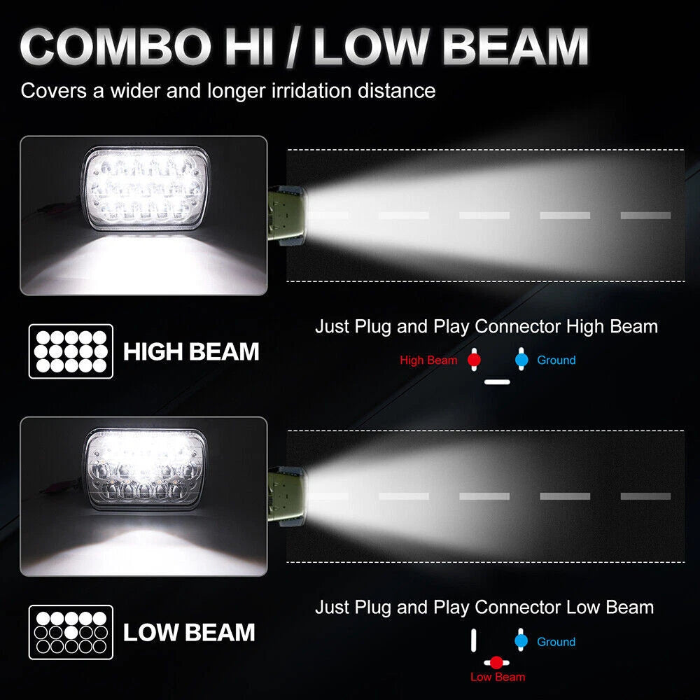 400W 5x7" 7x6" LED Headlights for Dodge Ram W250 D350 Ramcharger