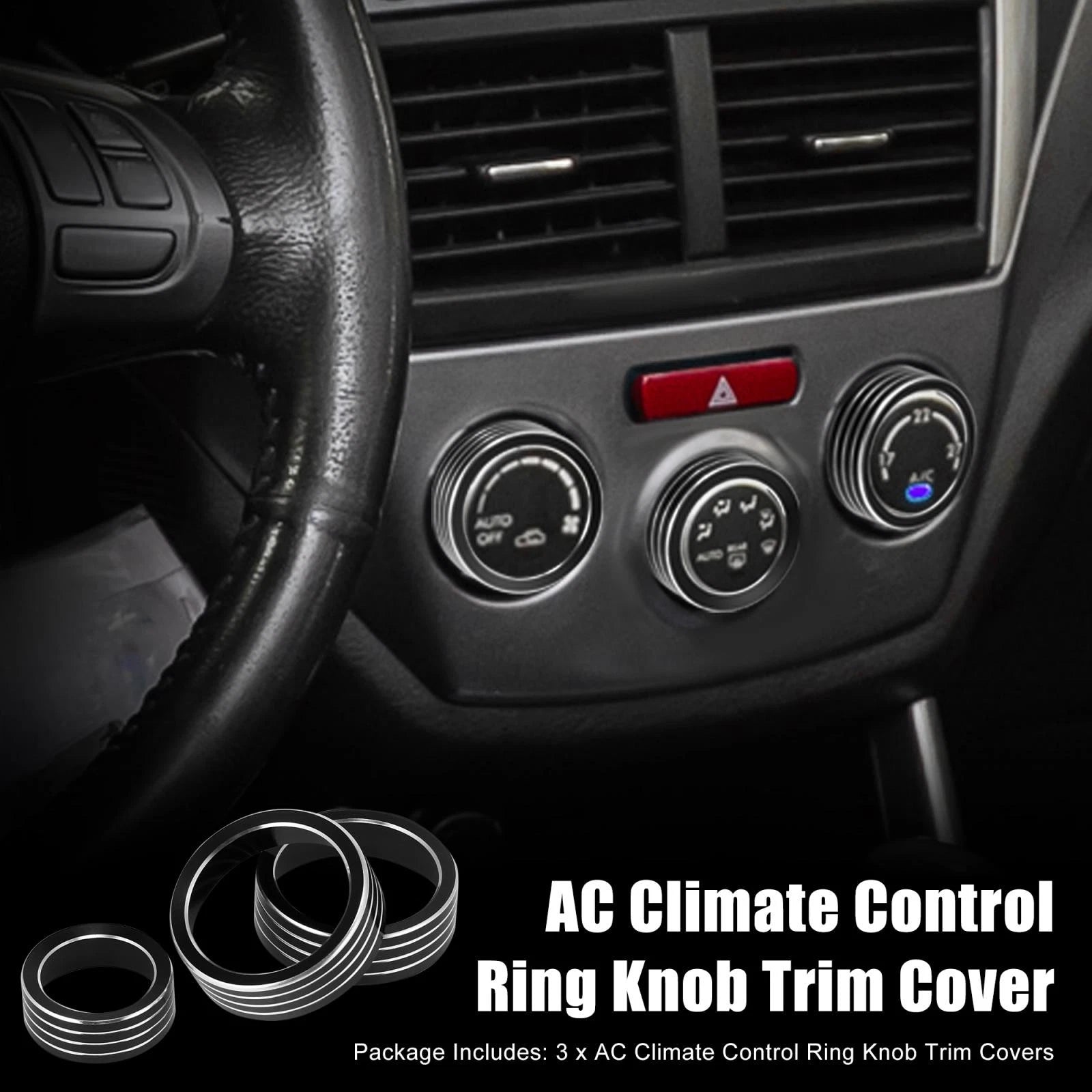 3 Pc AC Climate Control Ring Knob Trim Cover for Subaru Forester (2013–2024)