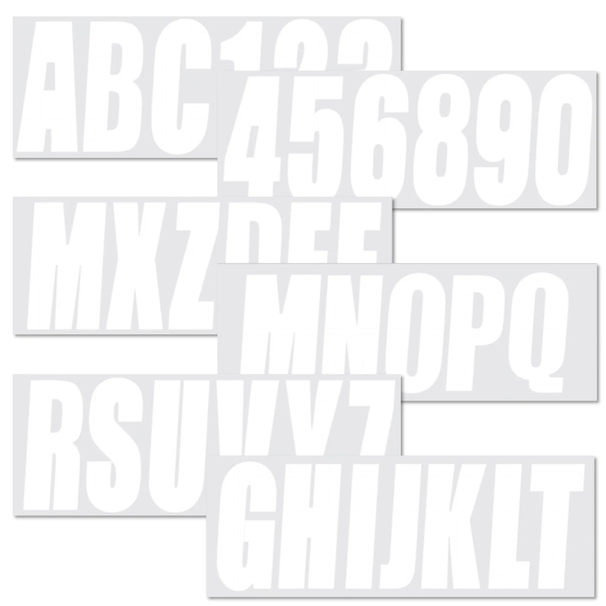 Set of 4 White Decals for Boat Registration A-Z & 0-9