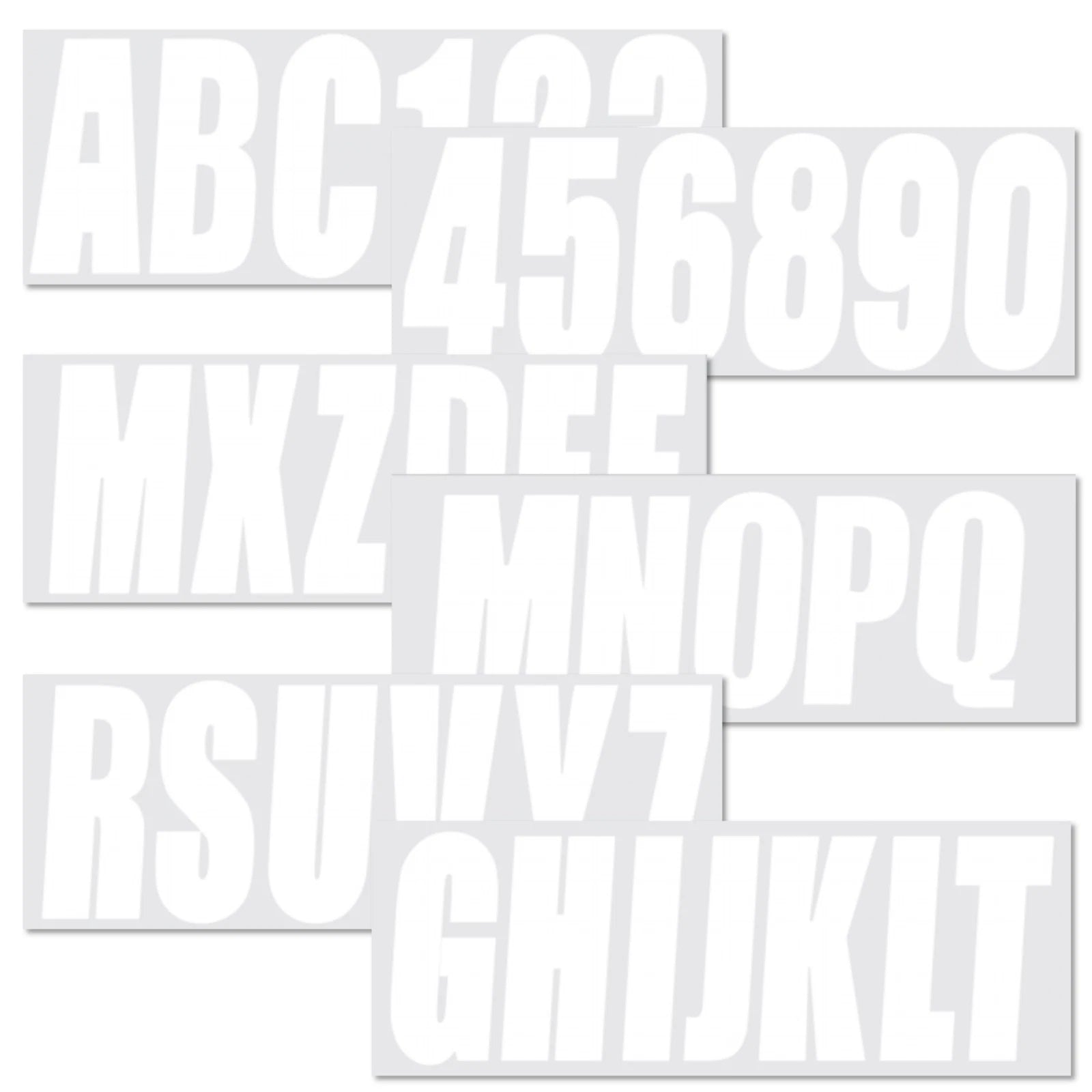 Set of 4 White Decals for Boat Registration A-Z & 0-9