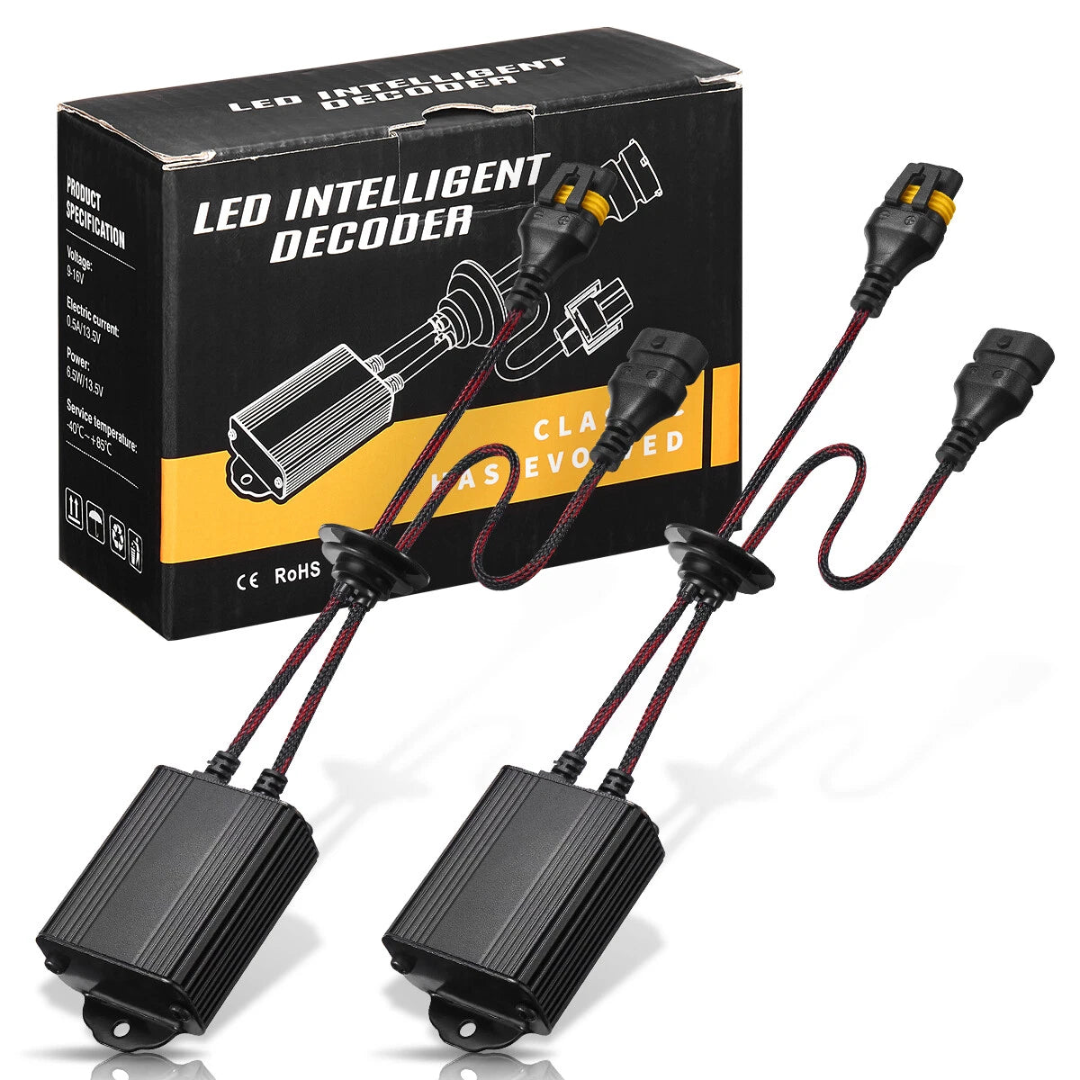 Set of 2 LED Headlight Bulbs with Canbus Decoder for