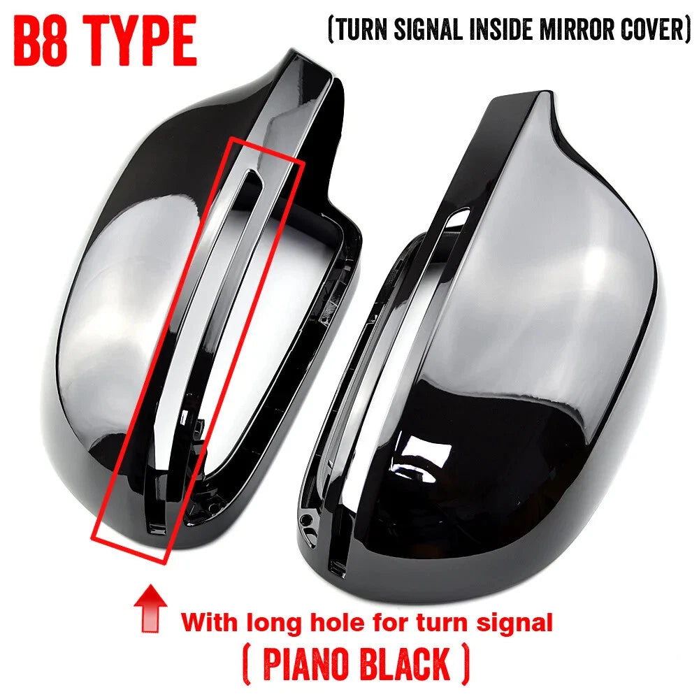 Gloss Black Side Mirror Cap Covers for Audi A5/S5 8T (2008–2009)