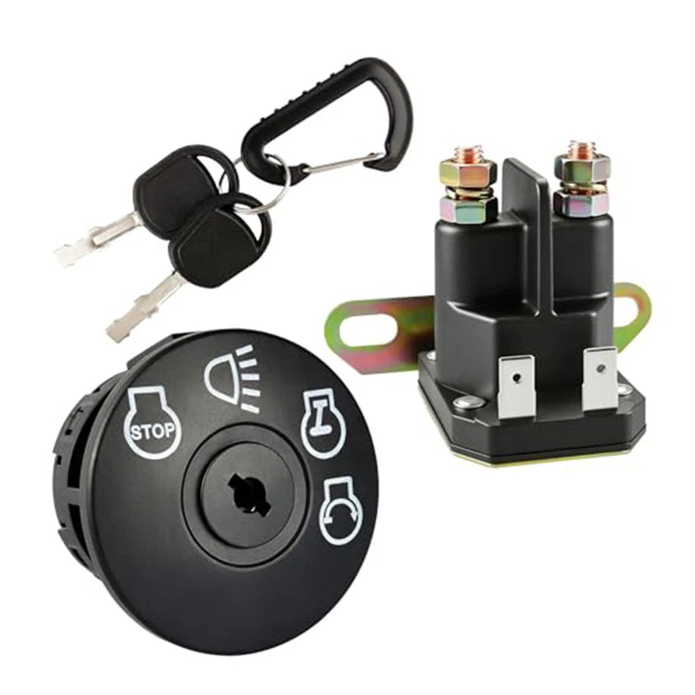 Ignition Switch with AM138068 Starter Solenoid for Riding Mowers (12V)