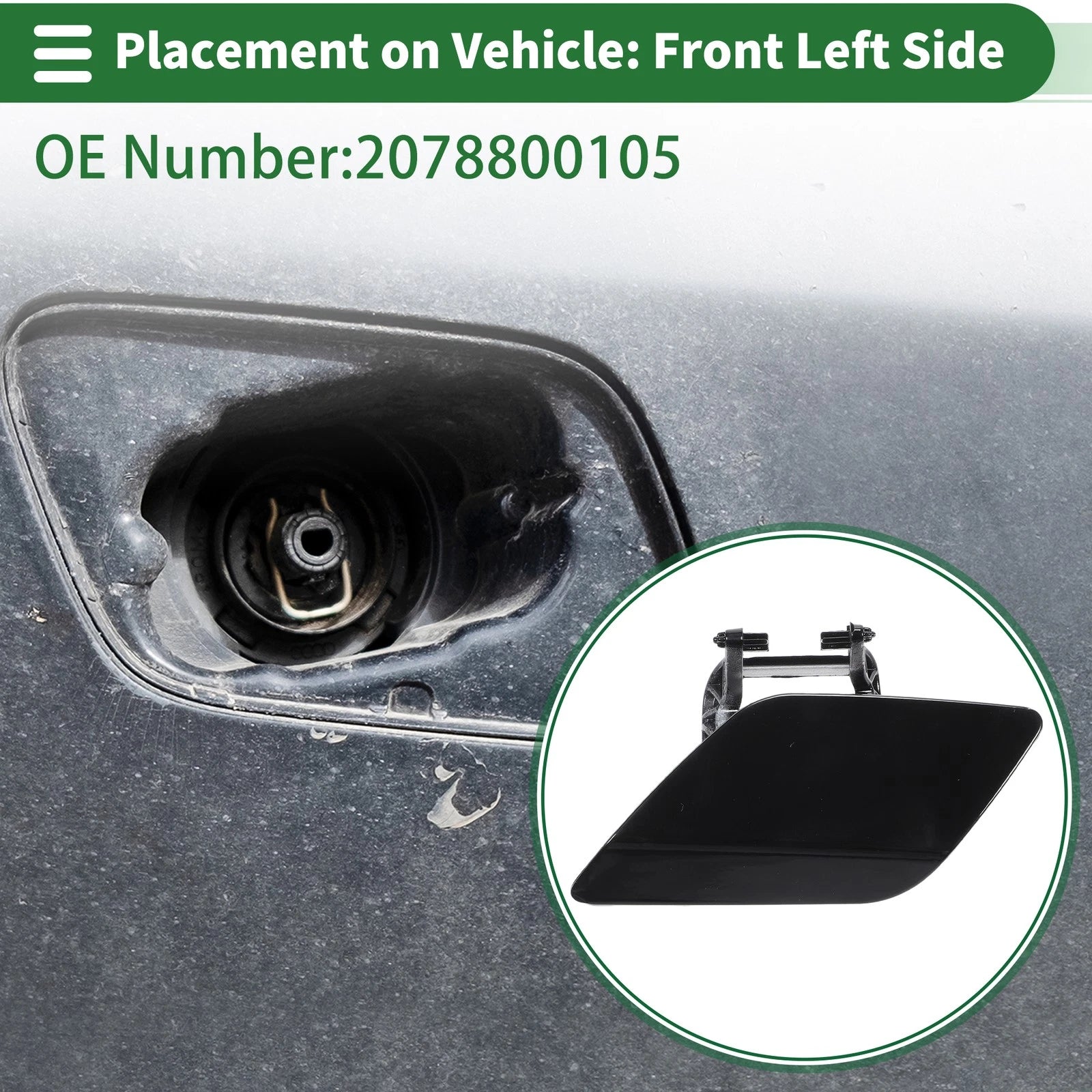 Front Left Headlight Washer Nozzle Cover Cap for Mercedes-Benz Black (2014–2023)