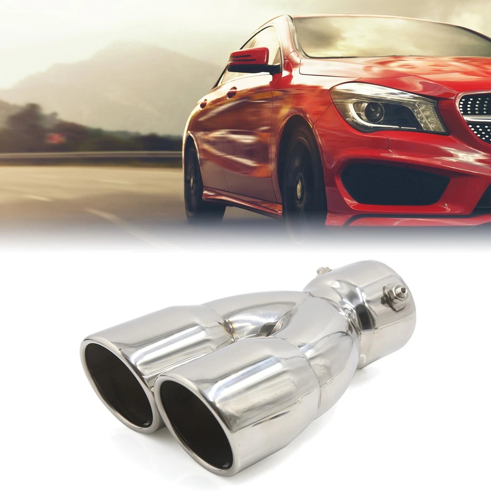 75mm Inlet Exhaust Pipe for Car (Dual Twin End Tips)