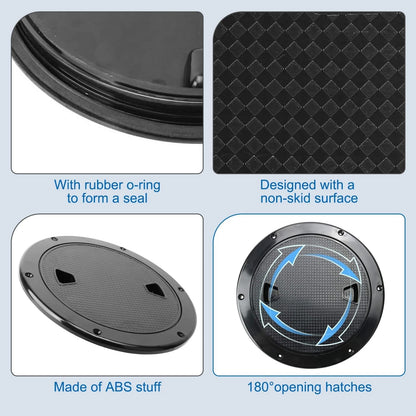 2Pcs 6" Round Non Slip Inspection Hatch w/Detachable Cover for Marine