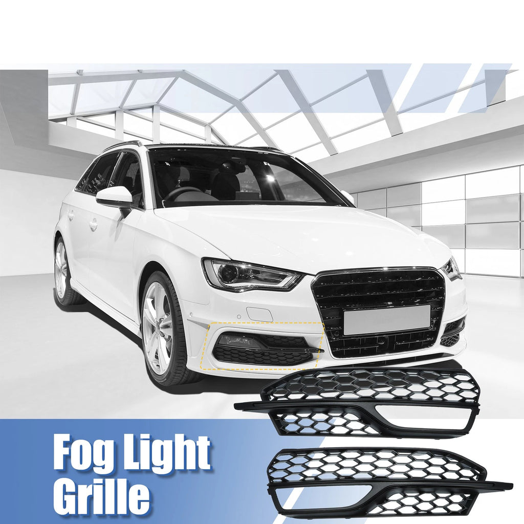 Pair Front Bumper Fog Light Grille for Audi A3 S-Line (2014–2016)