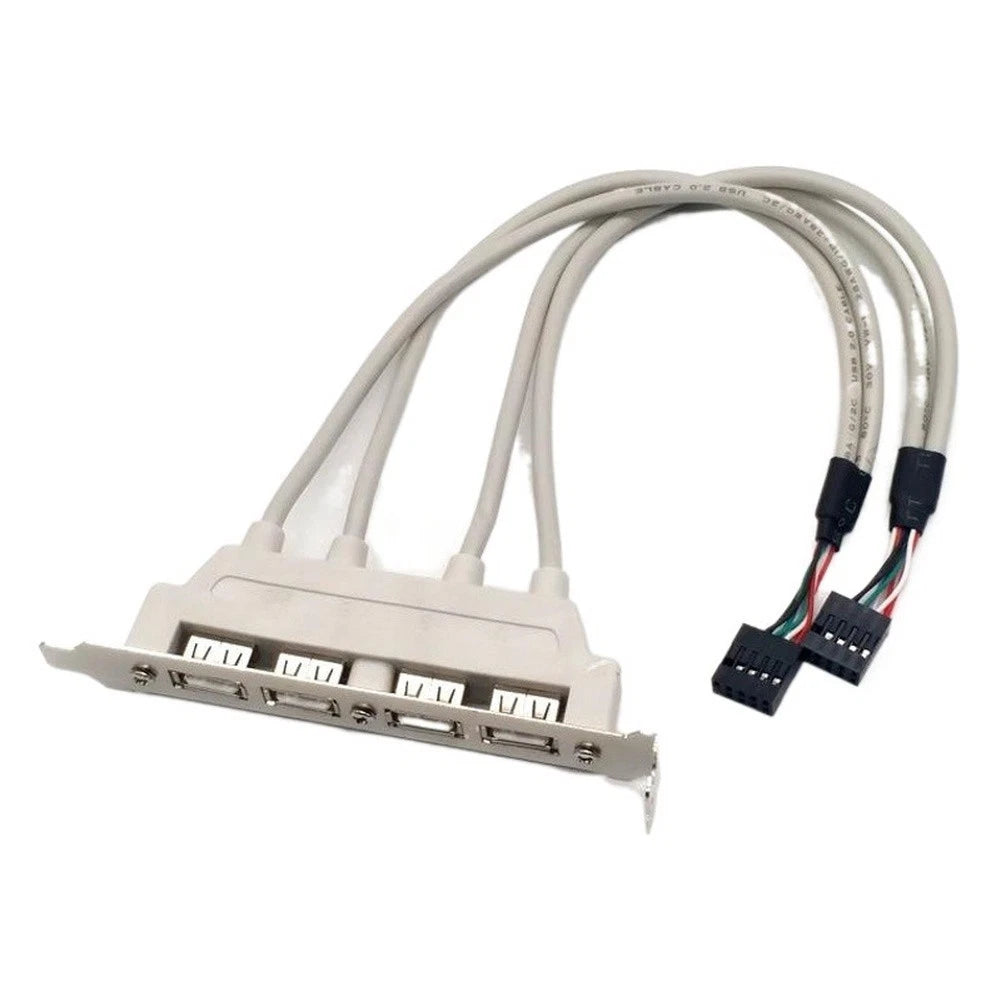 Set of 4 USB 2.0 Rear Panel Expansion Brackets for PC Case I/O Slot