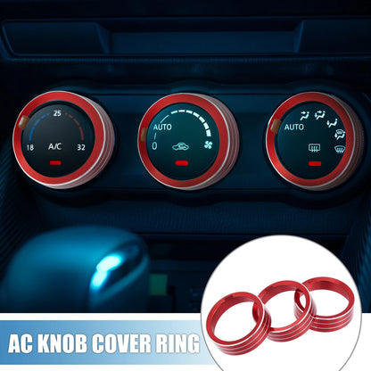 3X AC Knob Climate Control Ring Cover for VW MK7 Golf GTI (2015–2020) Red