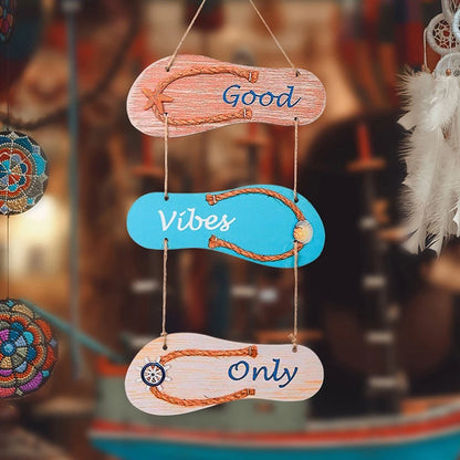 Hanging Wooden Flip Flops and Fish Decorations for Seaside Home (N/A)