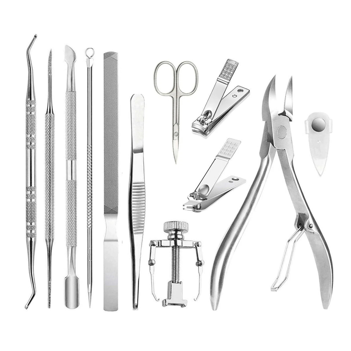 Ingrown Toenail Tool Kit - 12 Pack Clipper Lifter Pusher Nipper File