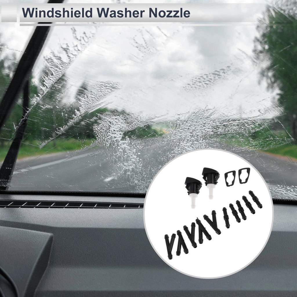 Windshield Washer Nozzle Replacement with 5 Y Hose Connector for Dodge Black (2011–2020)