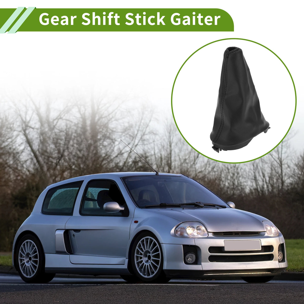 Gear Shift Stick Gaiter for Renault Clio II (2001–2005) Black Faux Leather