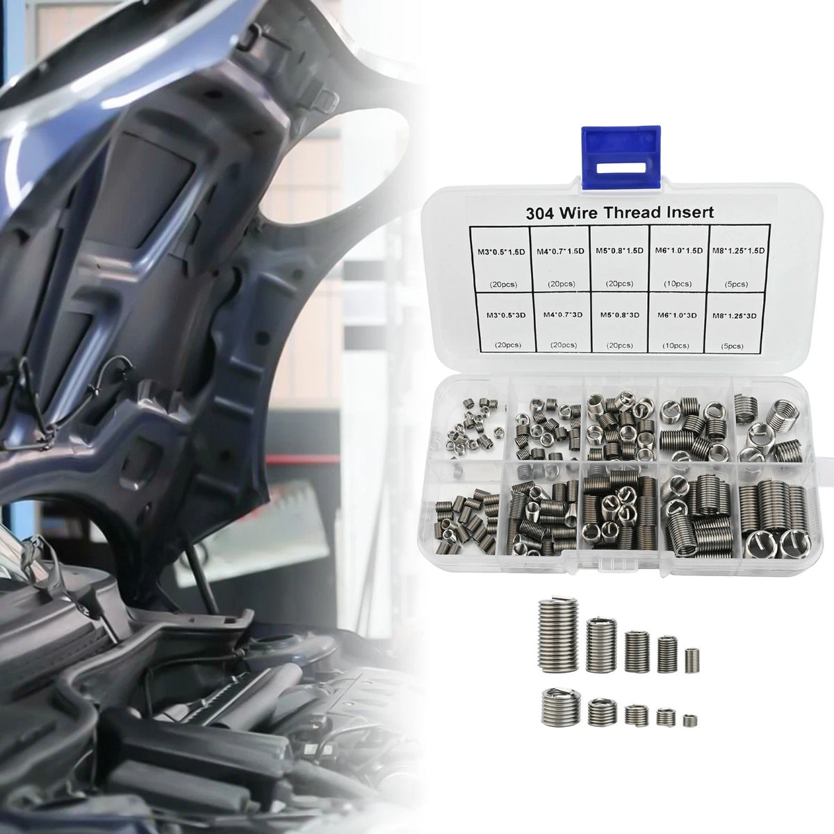 150pcs Thread Repair Kit for Various Sizes M3 to M8