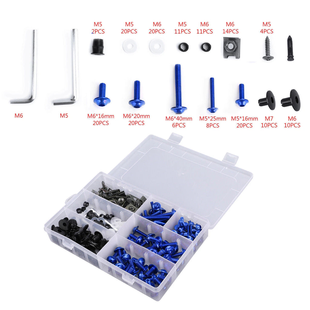 Set of 10 Blue Fairing Bolts Screws for Yamaha YZF R6 R1 R25 R125 R3 T-MAX (2000–2023)