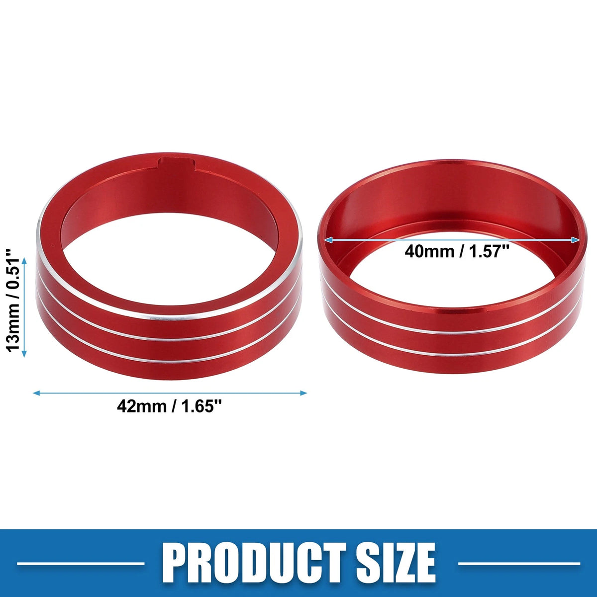 3X AC Knob Climate Control Ring Cover for VW MK7 Golf GTI (2015–2020) Red
