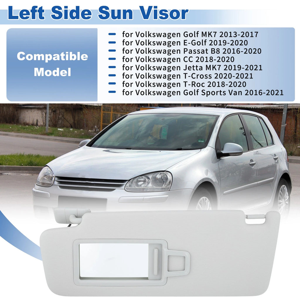 Left Side Sun Visor for Volkswagen Golf MK7 2013-2017 Replacement Gray