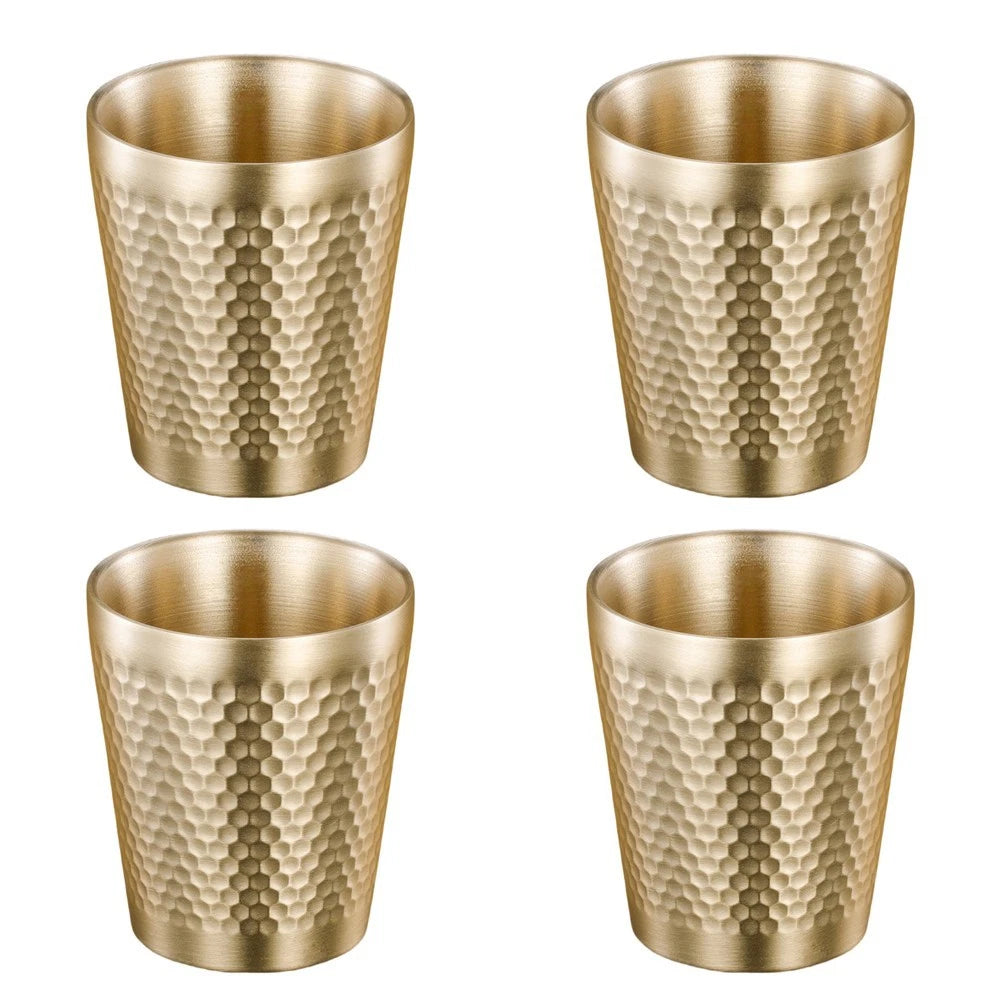 Set of 4 Stainless Steel Double Layer Cups 175ml for Hiking Picnic