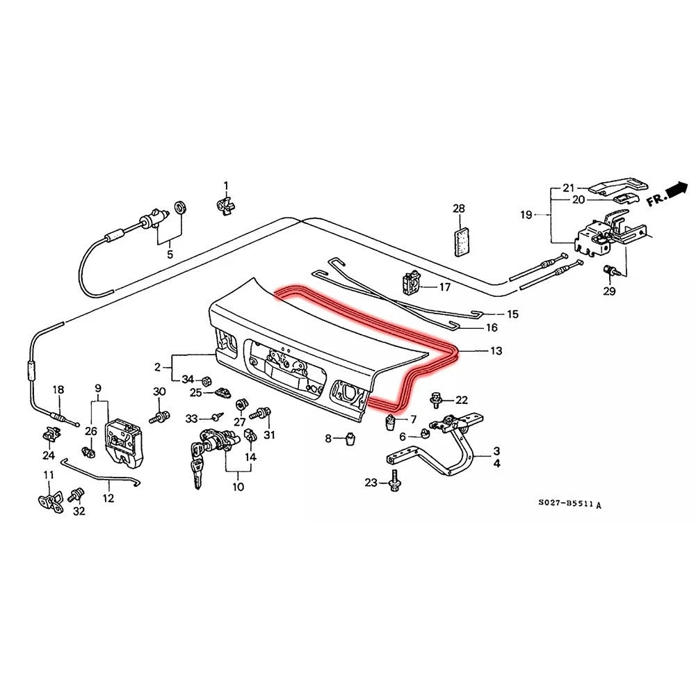 Replacement Rubber Seal for Honda Civic Sedan (1996–2000)