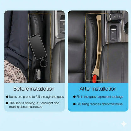 2X Beige Car Seat Gap Filler for Universal Fit (Interior Storage)