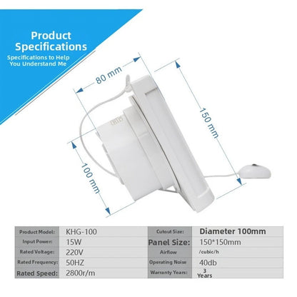 4 Inch Silent Waterproof Bathroom Exhaust Fan Wall Mounted Ventilation
