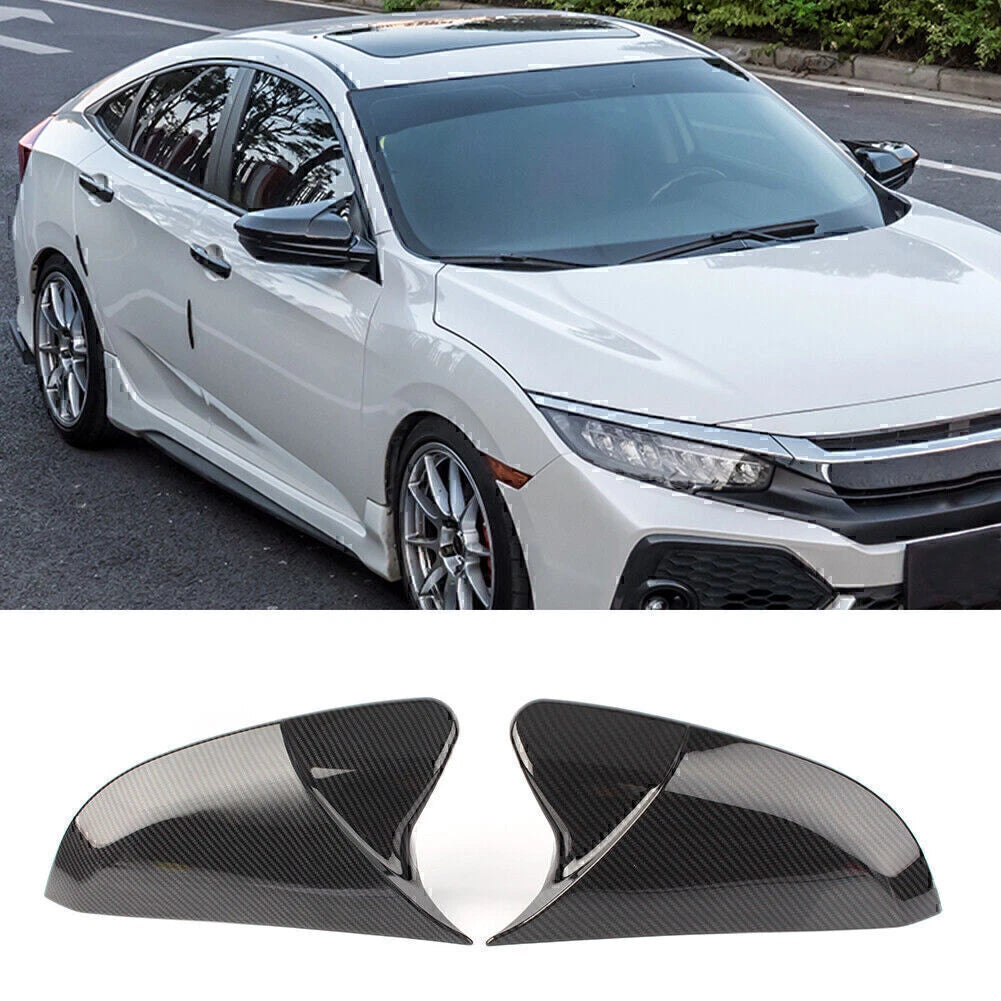 Pair Carbon Fiber Rearview Mirror Covers for Honda Civic Type R (2017–2019)