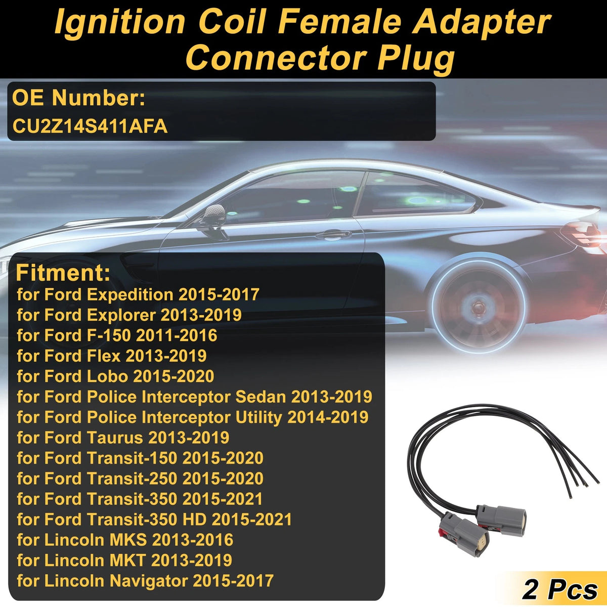 3 Pin Ignition Coil Connector Plug for Ford Expedition (2015–2017) CU2Z14S411A FA
