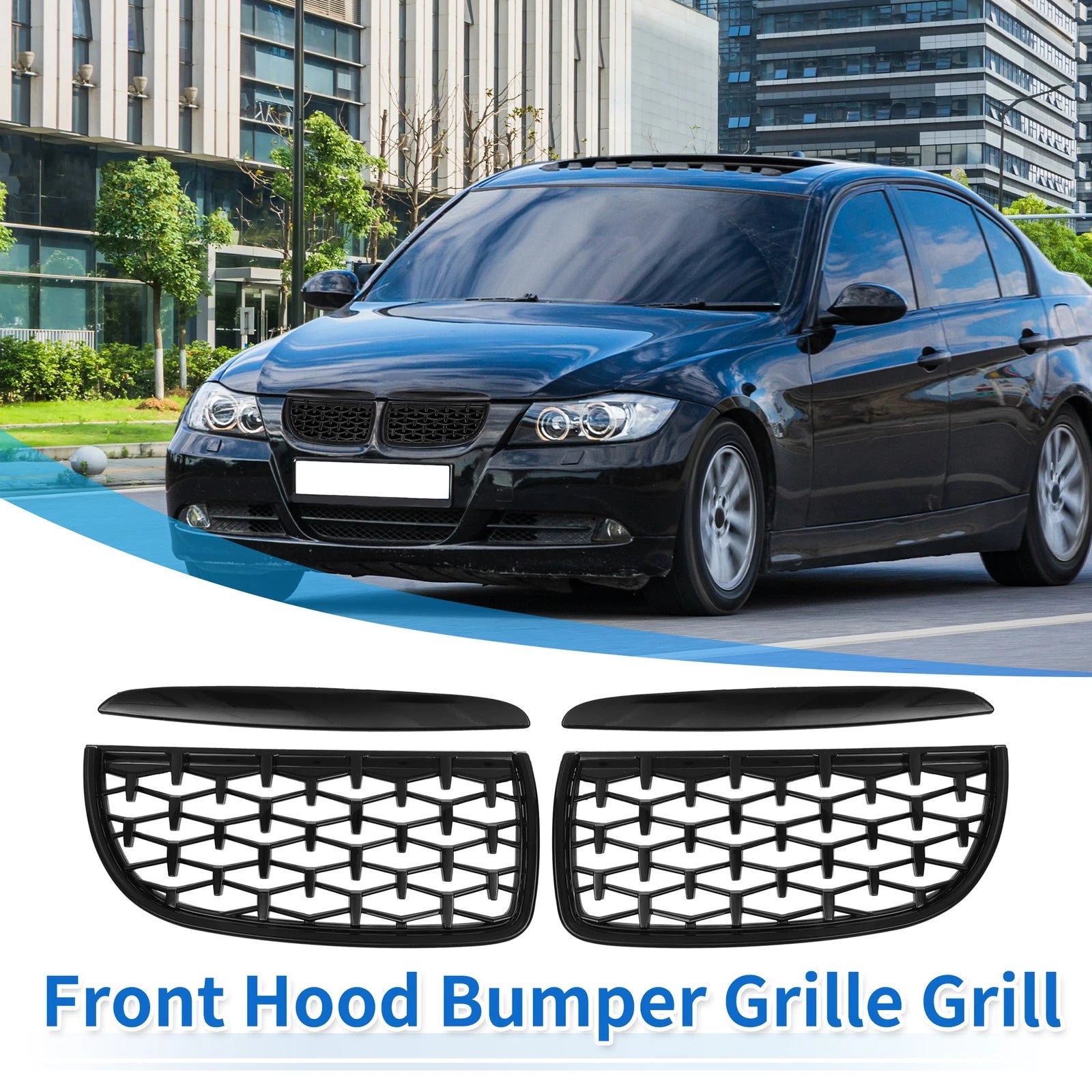 Front Hood Bumper Grille Grill Replacement for BMW 325i 328i E90 (2005–2013)