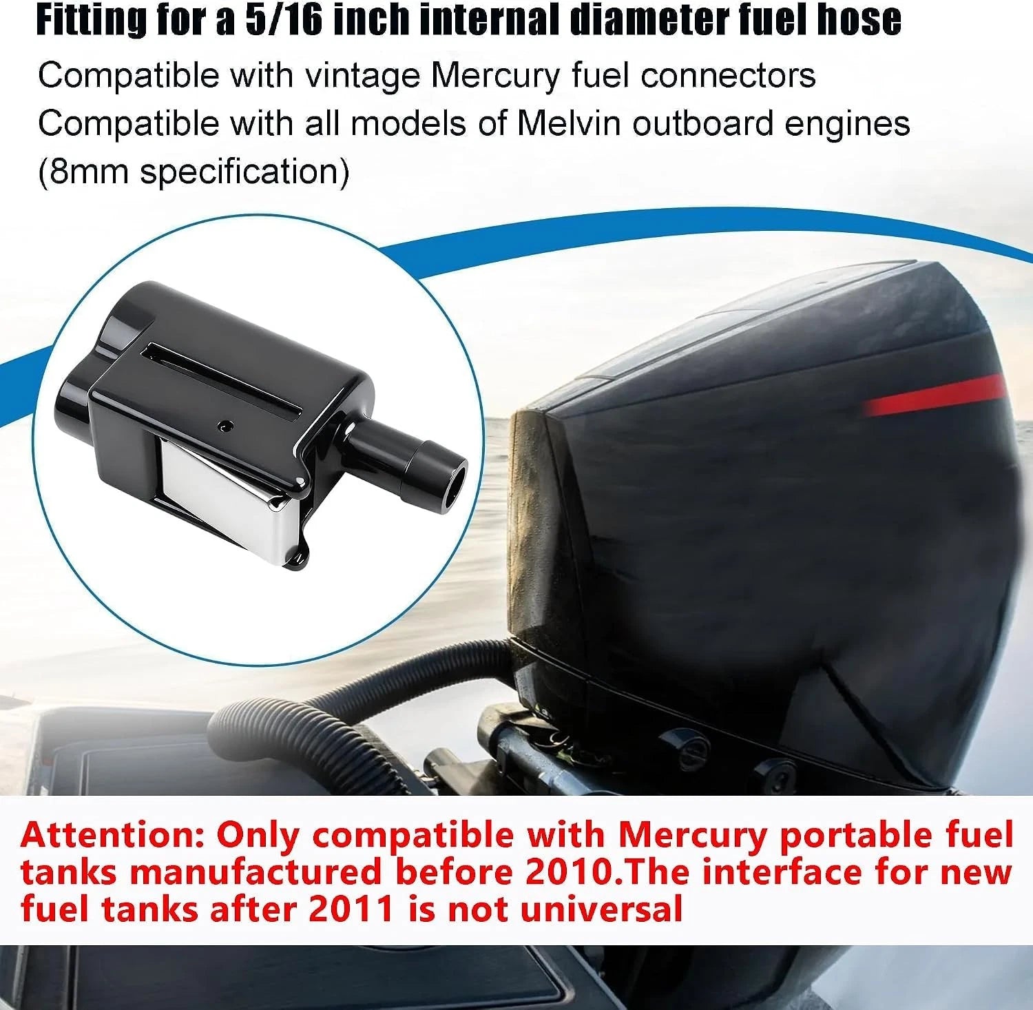 8mm Fuel Pipe Joint for Mercury 40-120 HP