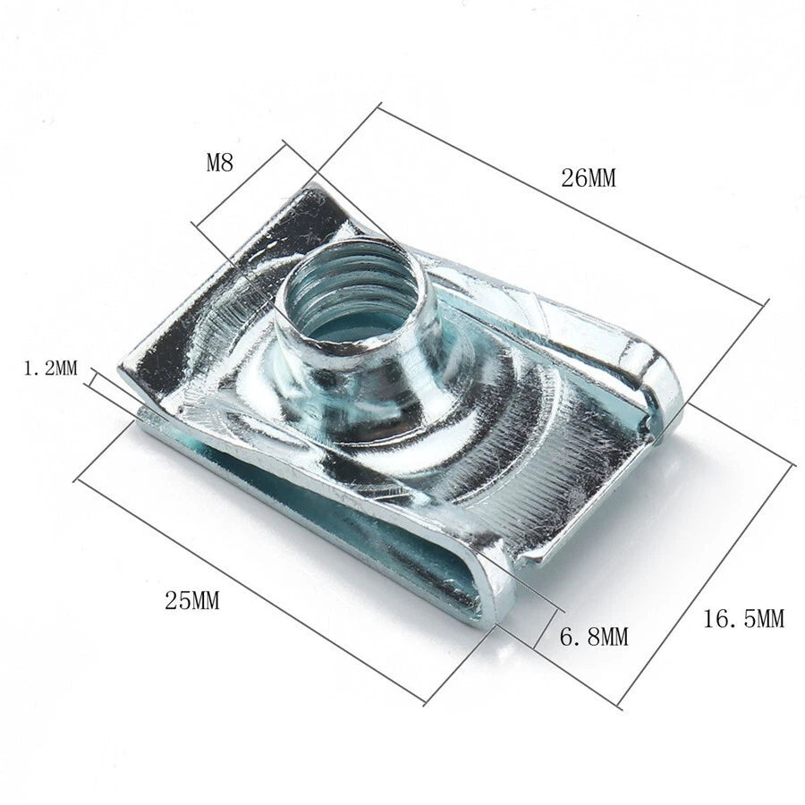 120Pcs Stainless Steel U-Nut Speed Fasteners for Universal (M5, M6)