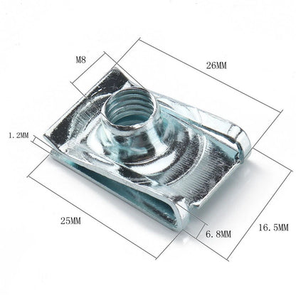 120Pcs Stainless Steel U-Nut Speed Fasteners for Universal (M5, M6)